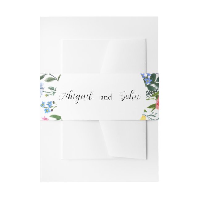Elegantes florales Hochzeitsband mit Wildblumen Einladungsbanderole (Vorderseite Beispiel)