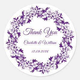 Elegantes florales Hochzeitsdesign Runder Aufkleber