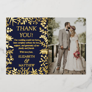 Elegantes florales Hochzeitssemble Foto Vielen Dan Folieneinladung
