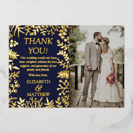 Elegantes florales Hochzeitssemble Foto Vielen Dan Folieneinladung