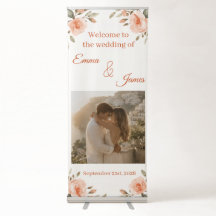 Elegantes florales Hochzeitswillkommensbanner mit