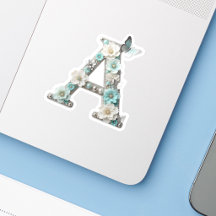Elegantes Florales Ihr Monogramm A Vinyl-Aufkleber