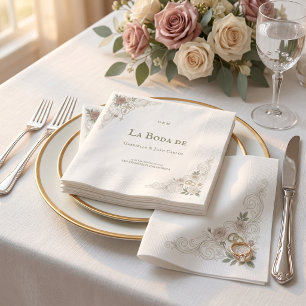 Elegantes florales katholisches Kreuz La Boda De Serviette