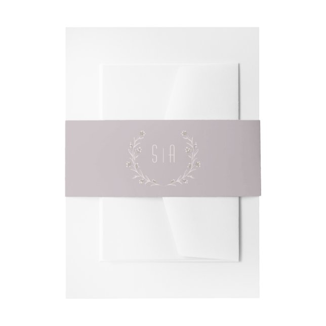 Elegantes florales lila rustikales Hochzeitmonogra Einladungsbanderole (Vorderseite Beispiel)