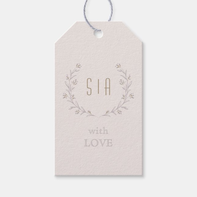 Elegantes florales lila rustikales Hochzeitmonogra Geschenkanhänger (Vorderseite)