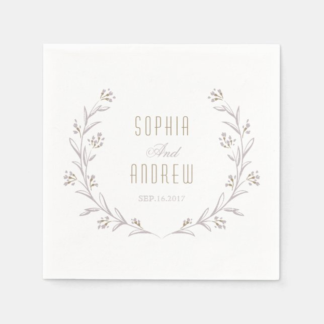 Elegantes florales lila rustikales Hochzeitmonogra Serviette (Vorderseite)