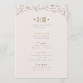 Elegantes florales lila rustikales Hochzeitsmenü Menükarte