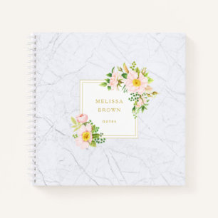 Elegantes, florales Marmor Chic Pastel Square Note Notizbuch