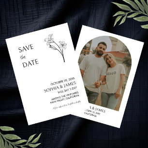 Elegantes Florales Minimalistisches Foto Save the  Date