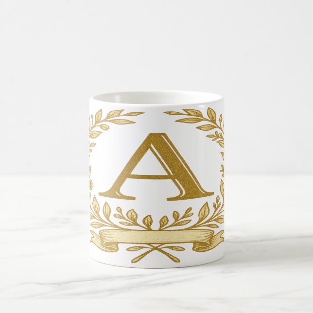 Elegantes florales Monogramm - Benutzerdefinierter Kaffeetasse (Mittel)