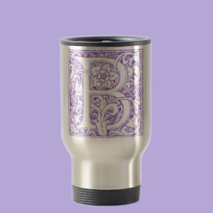 Elegantes florales Monogramm Buchstabe B Vintage Reisebecher