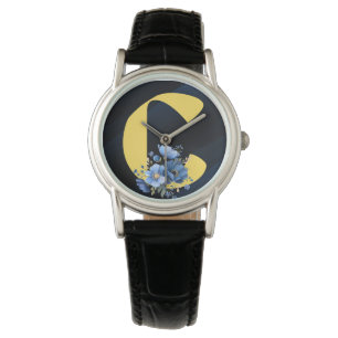 Elegantes florales Monogramm Buchstabe C Geburtsta Armbanduhr