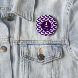 Elegantes florales Monogramm-Geschenkdesign Button