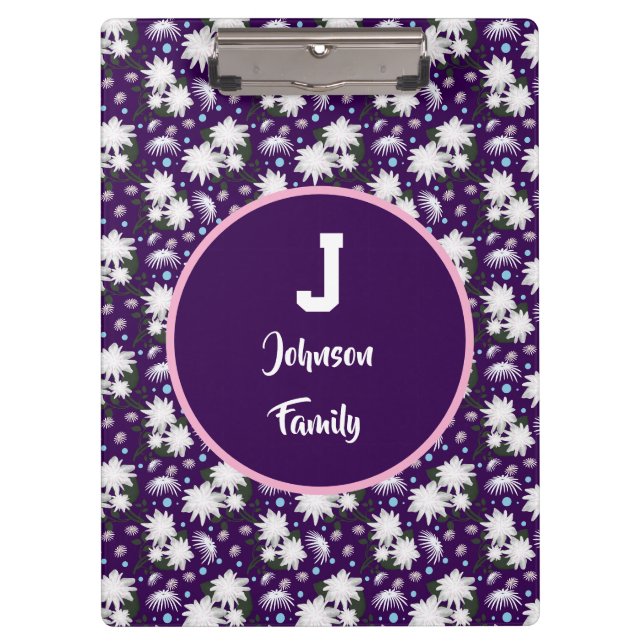 Elegantes florales Monogramm-Geschenkdesign Klemmbrett (Vorderseite)