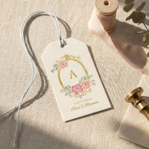 Elegantes florales Monogramm personalisiertes Gesc Geschenkanhänger