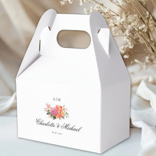 Elegantes florales Monogramm-Skript-Hochzeit Geschenkschachtel