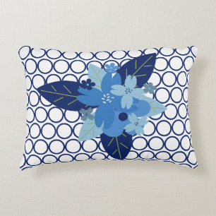 Elegantes florales Muster Blaue monochrome Gestalt Dekokissen