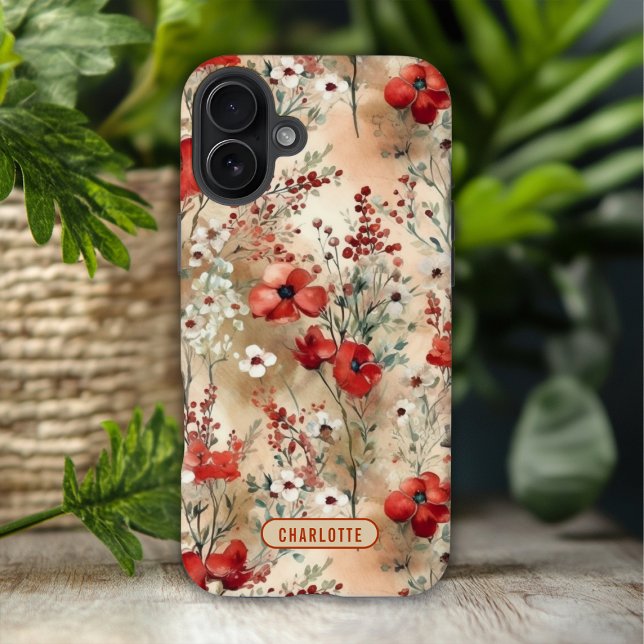Elegantes, florales Muster Personalisiert iPhone 16 Plus Hülle (Von Creator hochgeladen)