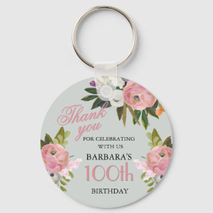 Elegantes florales Party-Geschenk zum 100. Geburts Schlüsselanhänger