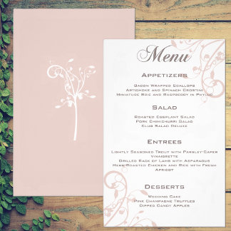 Elegantes Florales Pfirsich-Hauch-Hochzeitsmenü-Fl Flyer