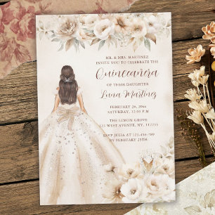 Elegantes florales Quinceañera-Wasserfarben-Ballkl Einladung