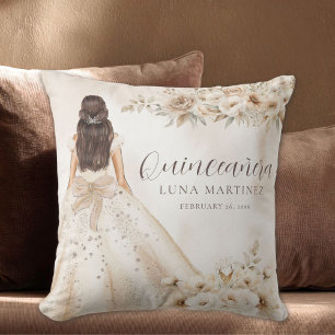 Elegantes florales Quinceañera-Watercolor-Ballklei Kissen