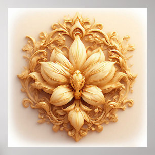 Elegantes florales Reliefdesign mit aufwendigen De Poster