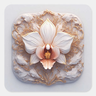Elegantes florales Reliefdesign mit aufwendigen De Quadratischer Aufkleber