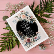 Elegantes florales rustikales Hochzeits-Einladungs