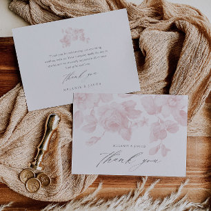 Elegantes, florales Script Rosa Brautparty Dankeskarte
