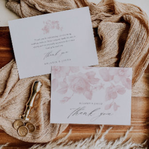 Elegantes, florales Script Rosa Brautparty Dankeskarte