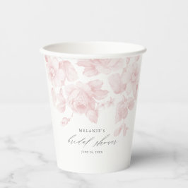 Elegantes, florales Script Rosa Brautparty Pappbecher