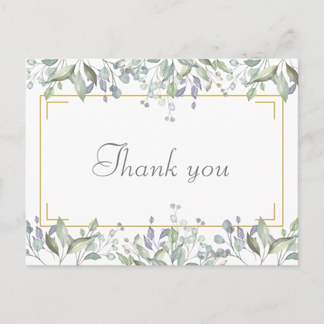 Elegantes florales Skript Business Vielen Dank Postkarte (Vorderseite)