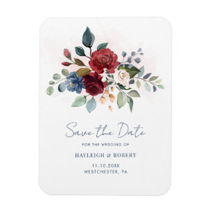 Elegantes florales Skript Hochzeit Termin vormerke Magnet