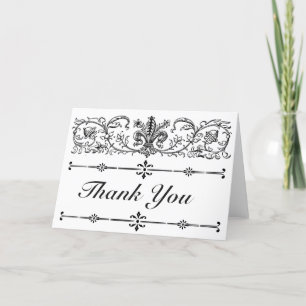 Elegantes Florales Stylisches Schwarz Weiß Fleur d Dankeskarte