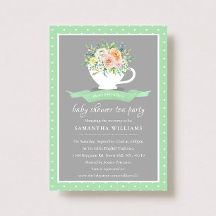 Elegantes florales Teacup Baby Dusche Tee Party Einladung