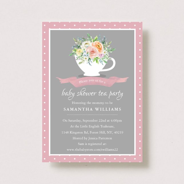 Elegantes florales Teacup Baby Dusche Tee Party Einladung (Von Creator hochgeladen)