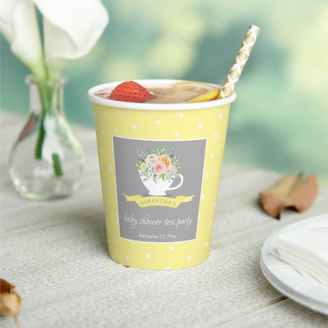 Elegantes florales Teacup Baby Dusche Tee Party Pappbecher (In Situ)