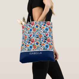 Elegantes florales Volk Mit Monogramm Tasche
