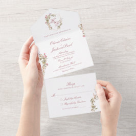 Elegantes, florales Wappen All In One Einladung