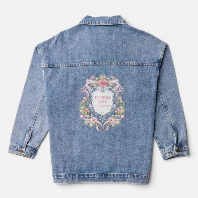 Elegantes florales Wappen | Frau Future Jeansjacke (Rückseite)