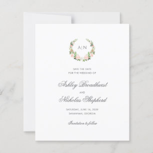 Elegantes florales Wappen Hochzeit Termin merken