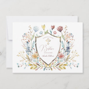 Elegantes florales Wappen Taufen Einladung