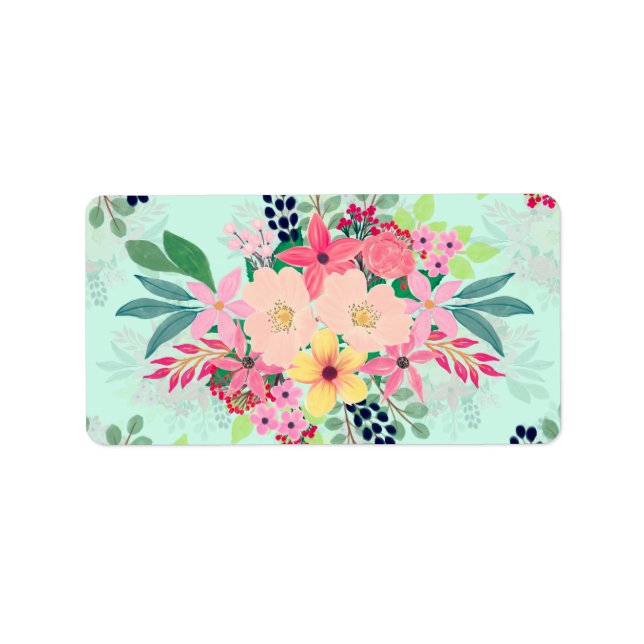 Elegantes florales Wasserfarbendesign Adressaufkleber (Vorne)