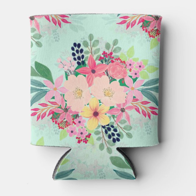 Elegantes florales Wasserfarbendesign Dosenkühler (Vorderseite)