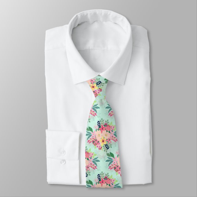 Elegantes florales Wasserfarbendesign Krawatte (Gebunden)
