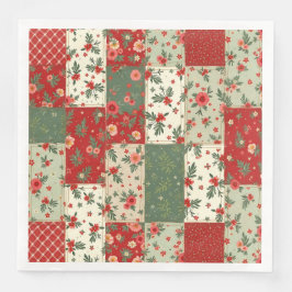 Elegantes Florales Weihnachts-Quilt-Muster  Serviette