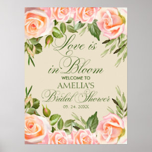 Elegantes florales Willkommensschild für Brautpart Poster