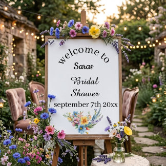 Elegantes florales Willkommensschild für Brautpart Poster