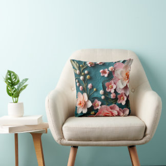 Elegantes Florales Wurfkissen mit Botanik in Rosa Kissen